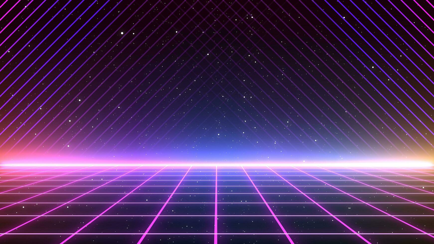 Retro style 80s-90s laser neon background. Futuristic Grid landscape. Digital Cyber Surface. Suitable for design in the style of the 1980s-1990s. 3D illustration photo