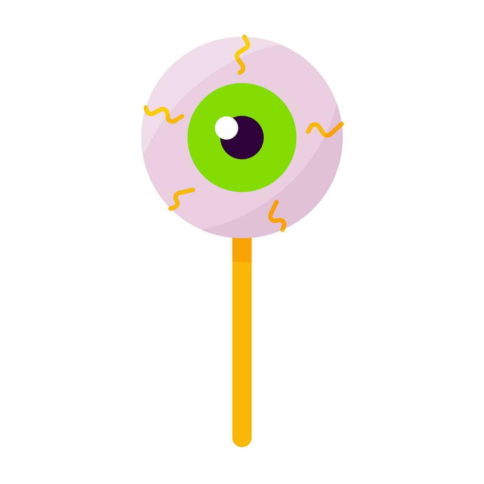 cakepops chupacápsulas dulce Víspera de Todos los Santos ojo de miedo icono vector