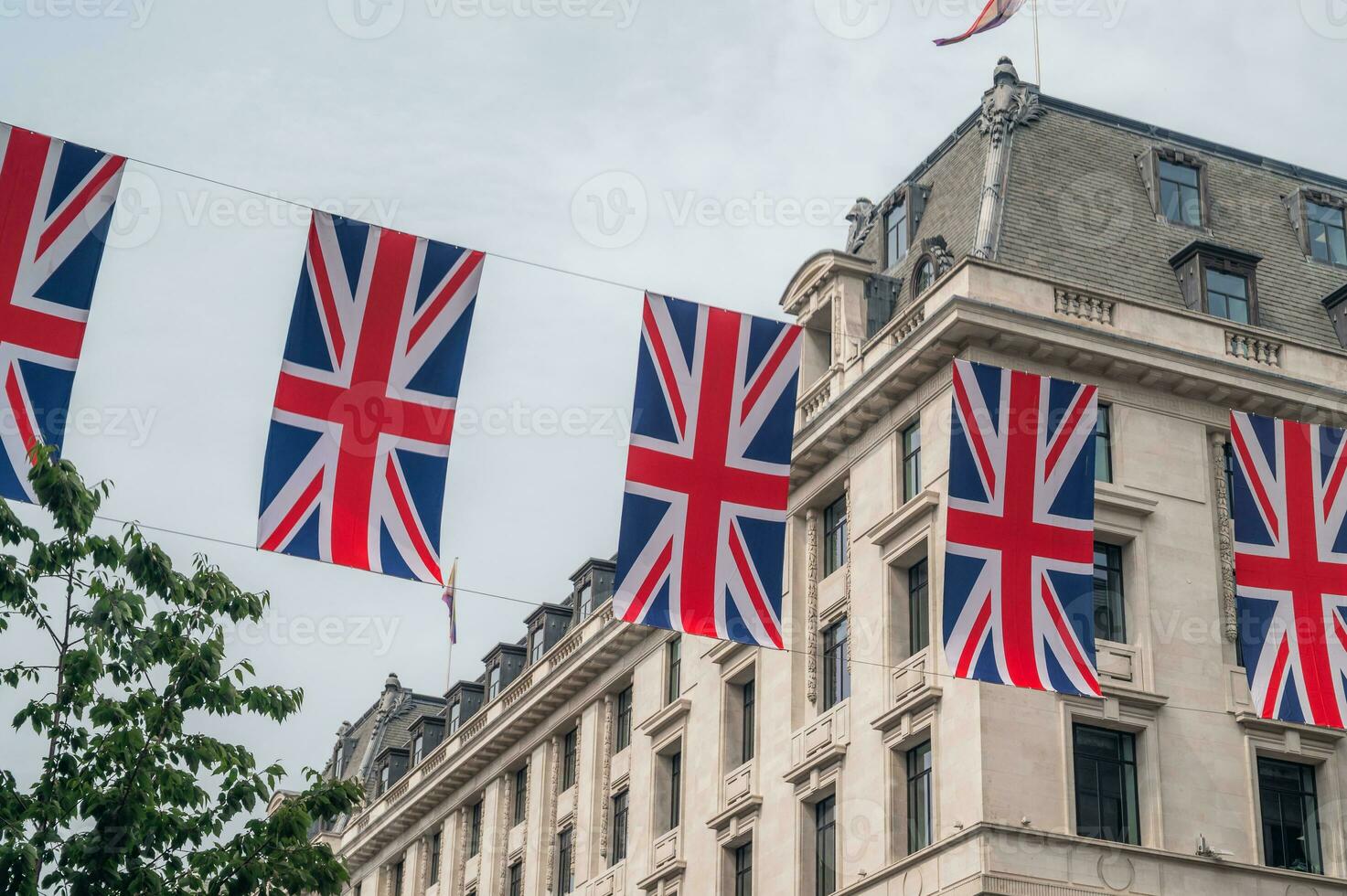 British Union Jack flags in London Regent street photo