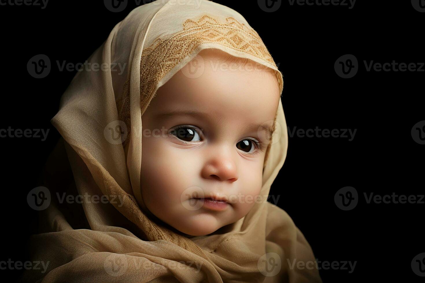 Ai generated studio portrait of cute little baby kid of different nationalities on different colors background photo