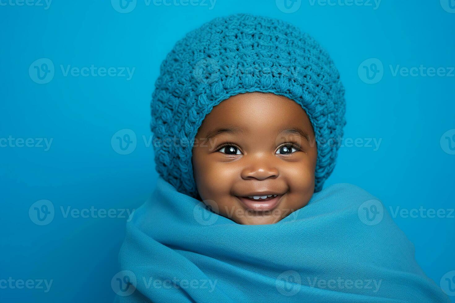 Ai generated studio portrait of cute little baby kid of different nationalities on different colors background photo