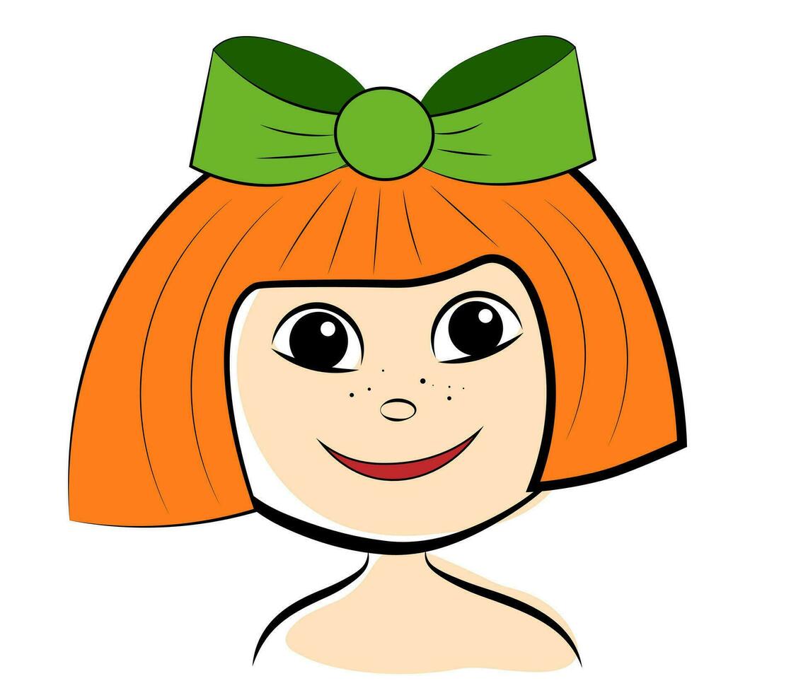 retrato de una niña con el pelo rojo vector