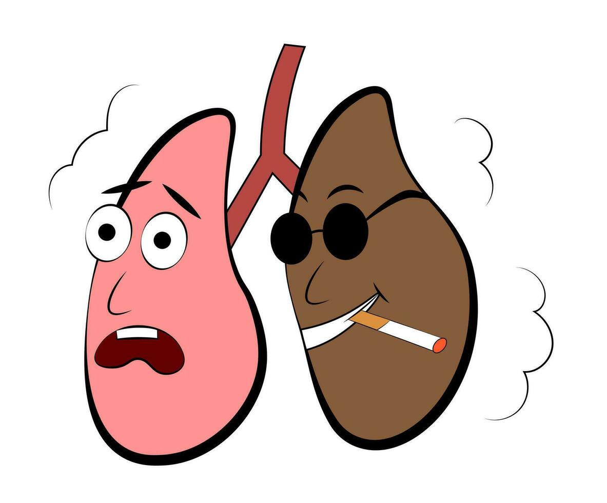 Smoking is harmful to health. Lungs with a cigarette vector