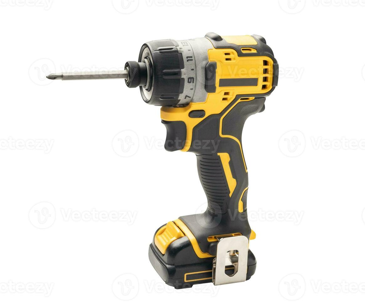 Electric tool ,Power drill or Cordless screwdriver with battery isolated on white background photo