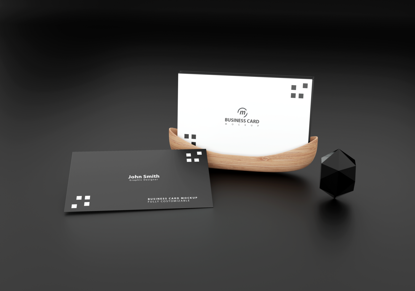 Business card mockup with black background psd