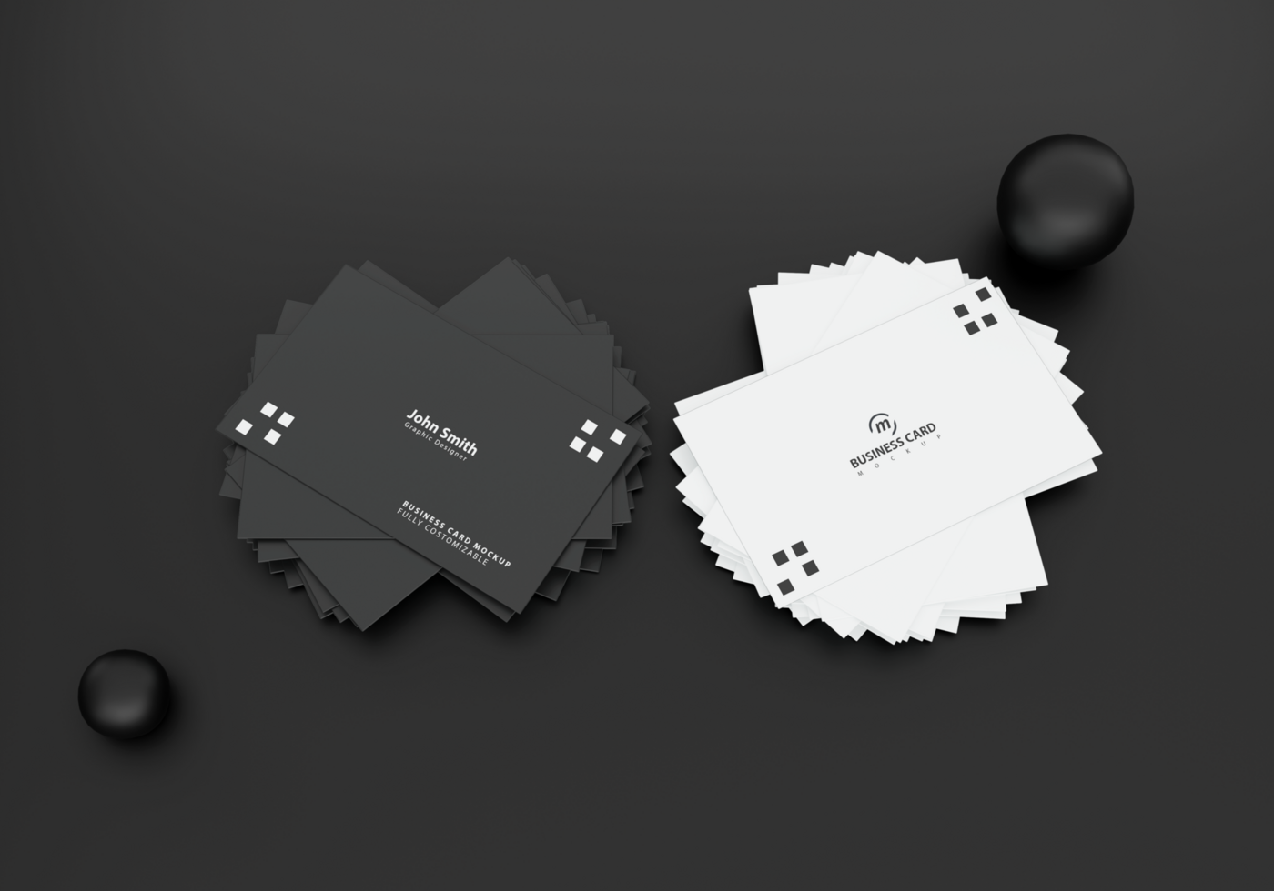 Business card mockup with black background psd