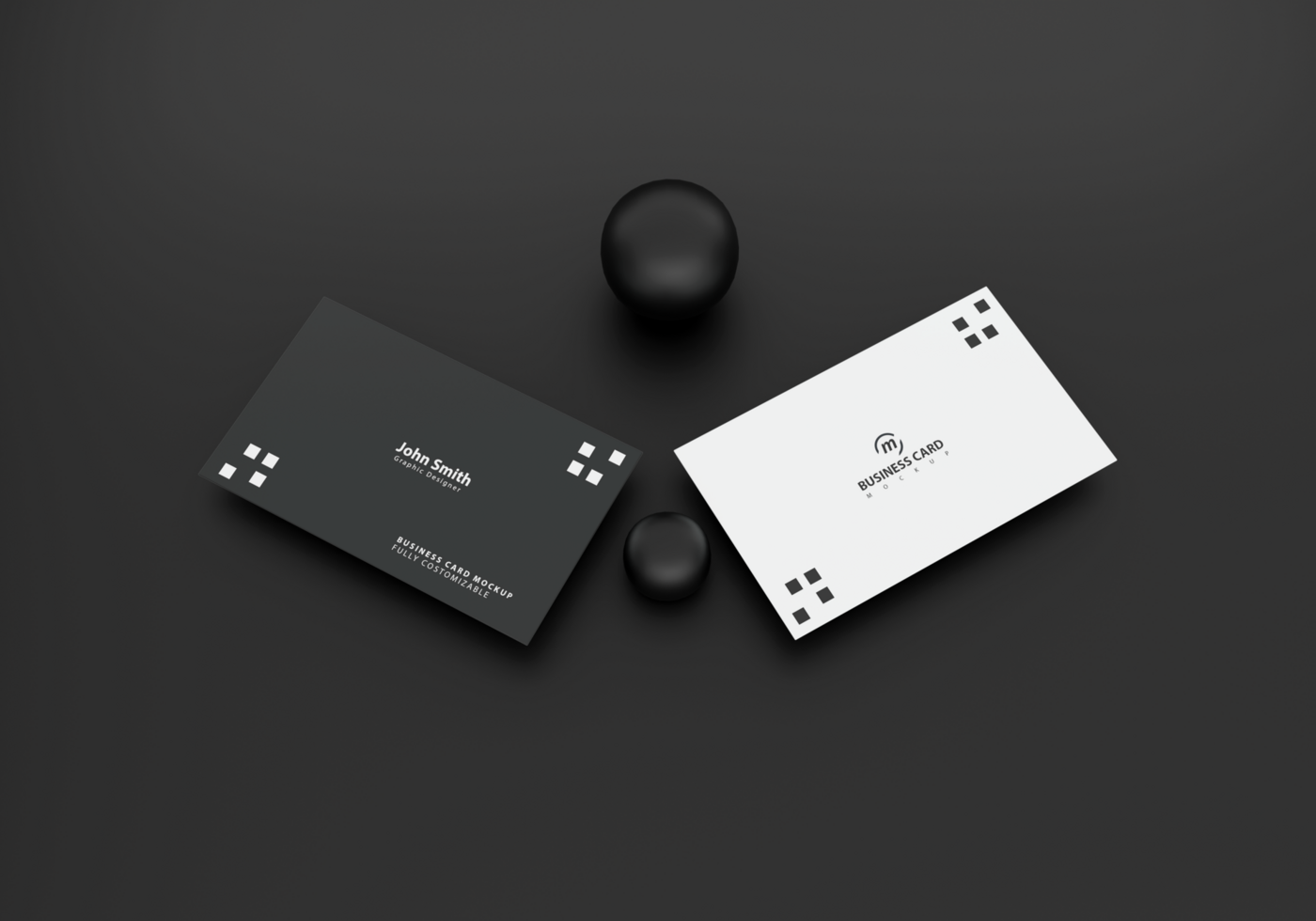 Business card mockup with black background psd