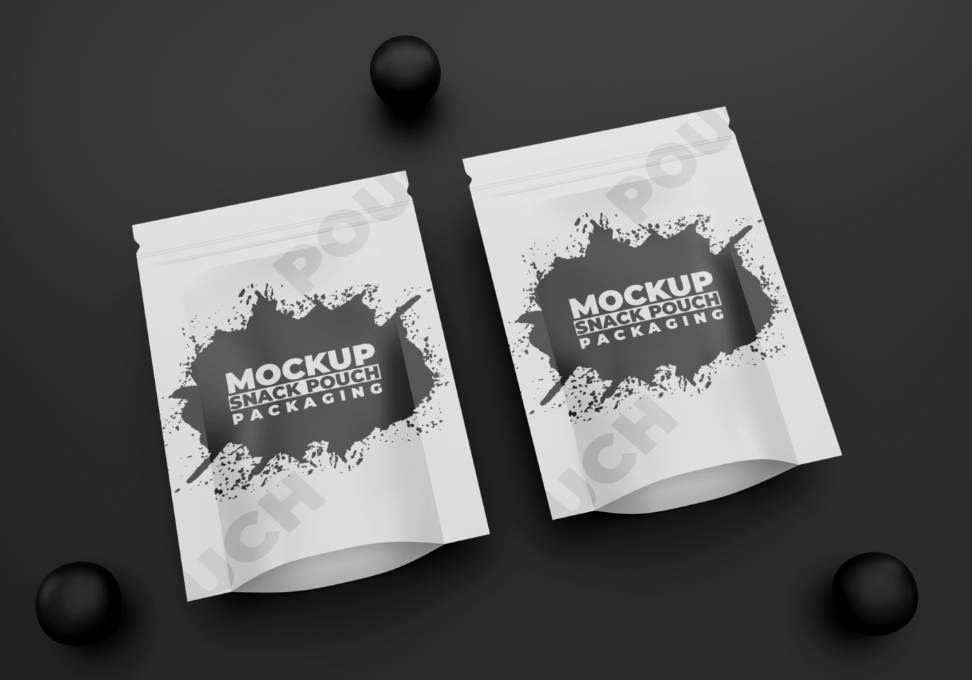 Snack pouch mockup black style psd