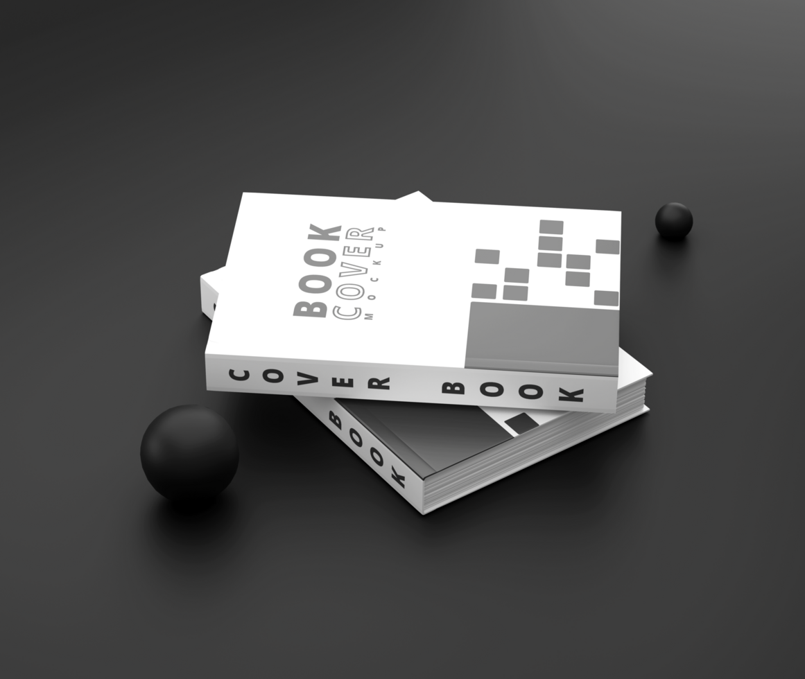 Branding cover book mockup background color black psd