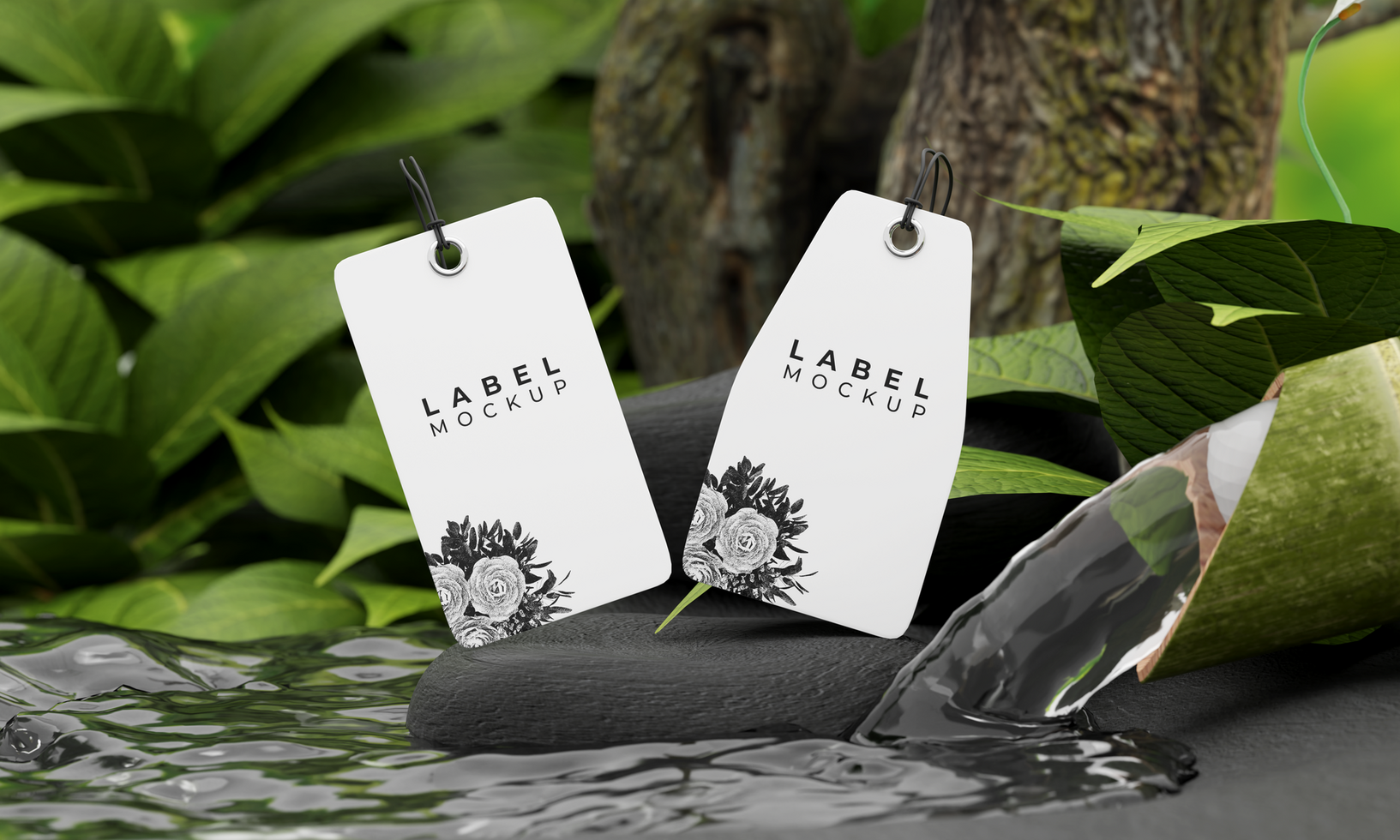 Branding Tag label mockup nature style psd