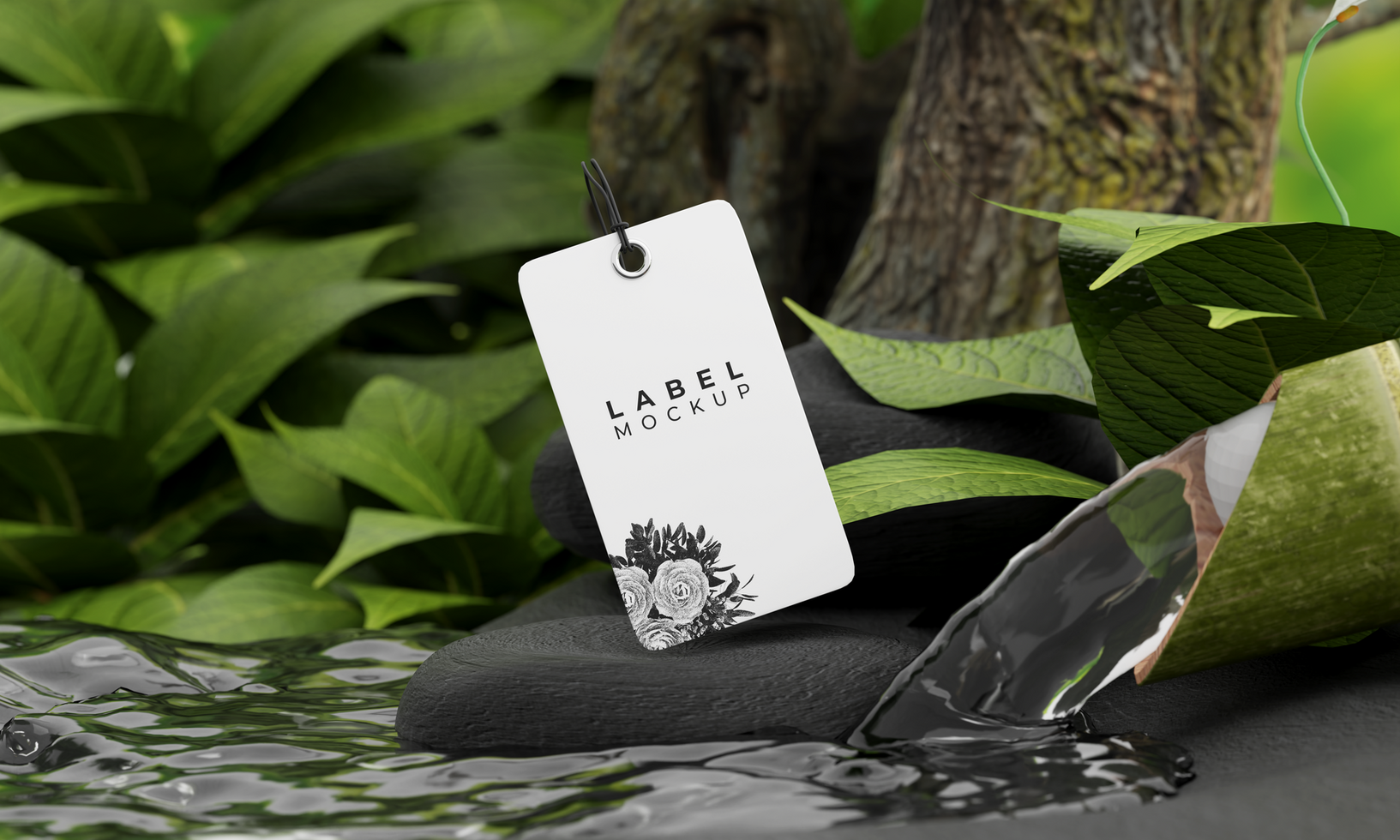 Branding Tag label mockup nature style psd