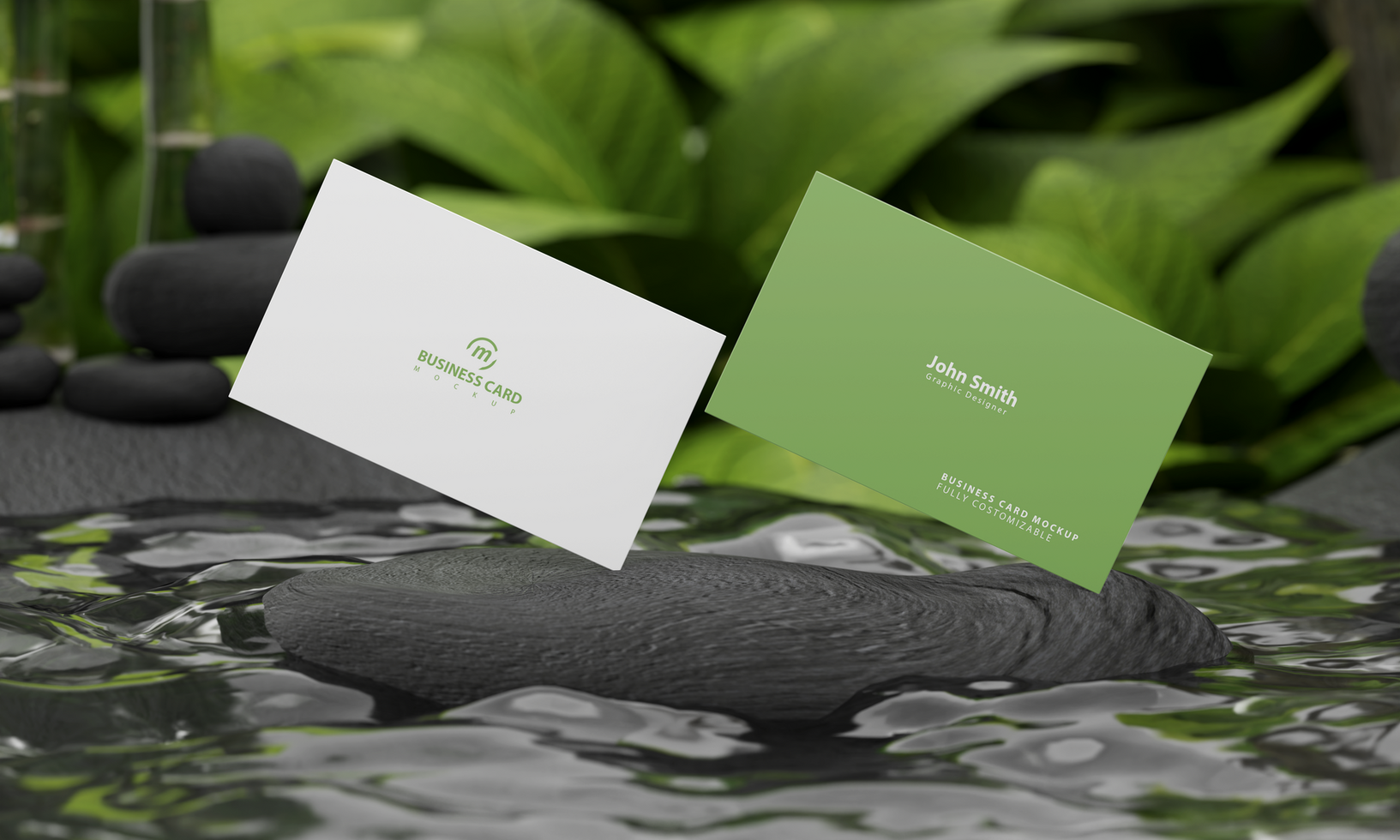 Branding business card Mockup nature style psd