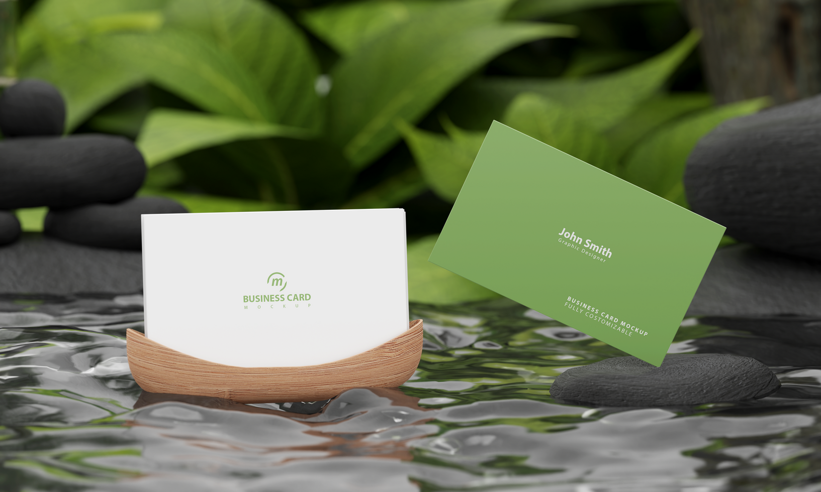 Branding business card Mockup nature style psd