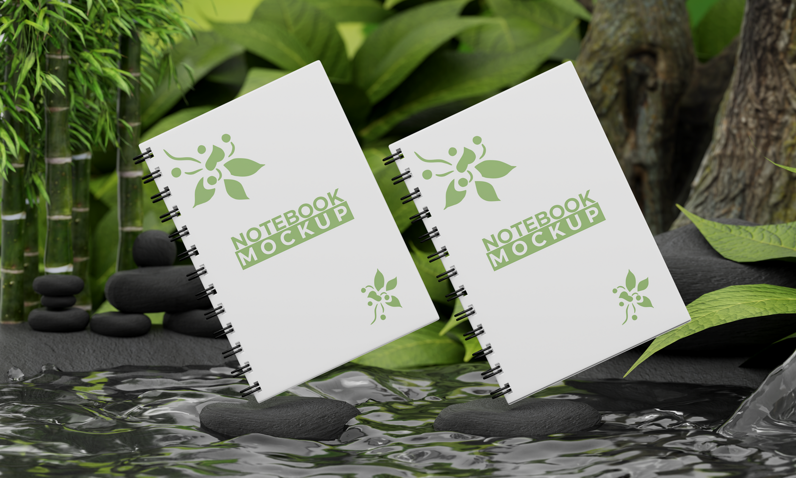 Branding notebook mockup nature style psd
