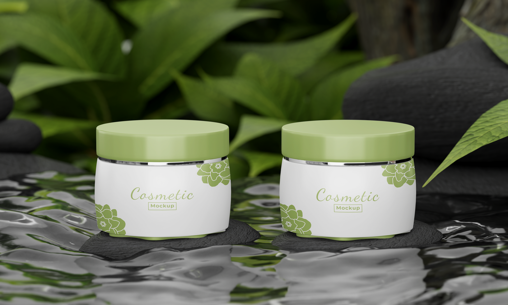 Branding cosmetic mockup nature style psd