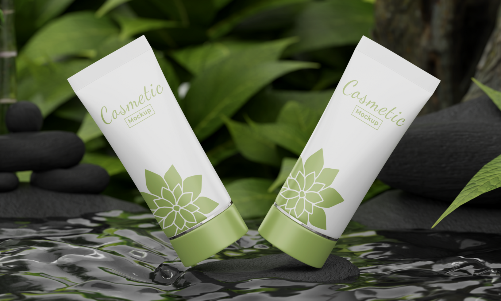 Branding cosmetic mockup nature style psd