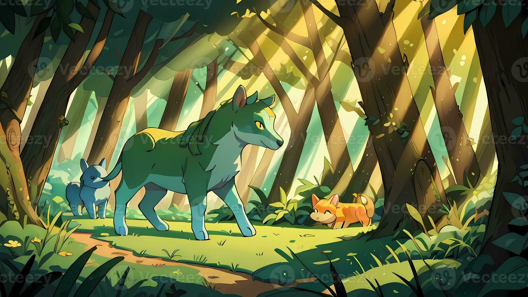 místico criaturas en bosque niños libro ilustración cómic visual foto
