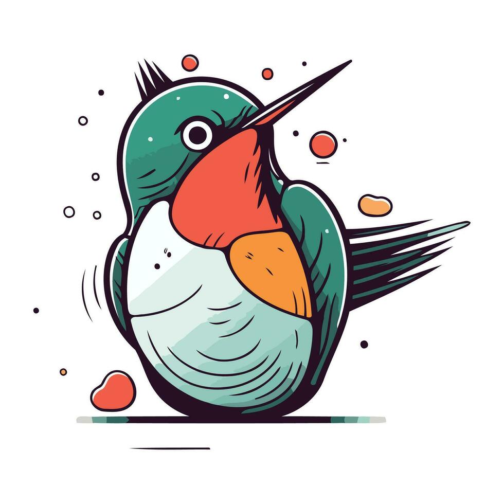 Vector illustration of a cute cartoon red necked starling.
