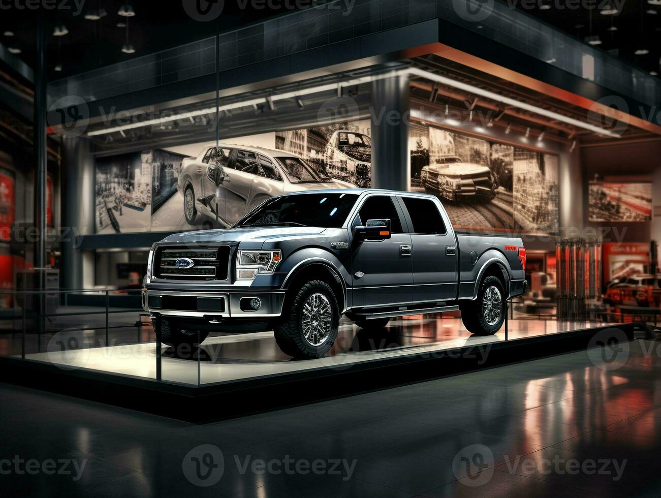 Ford F-150 exhibition. Generative AI photo