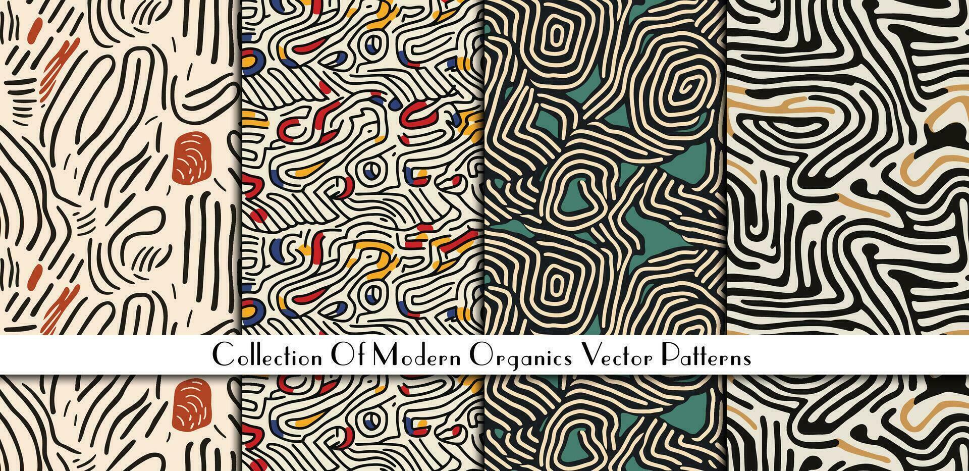 Set of hand drawn seamless patterns. Vector illustration for your design.