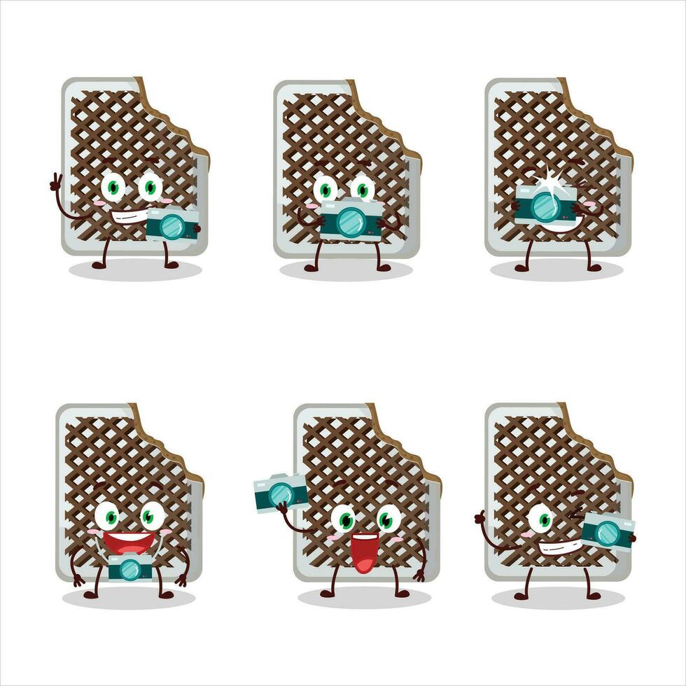 Photographer profession emoticon with O'tacos food cartoon character vector