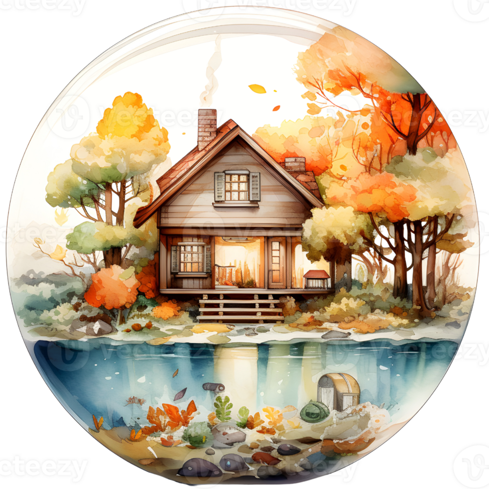 A house in autumn. Generative AI png