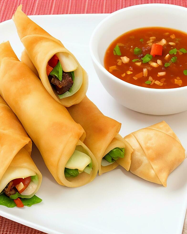 AI Generated Delicious hot spring rolls  free photo