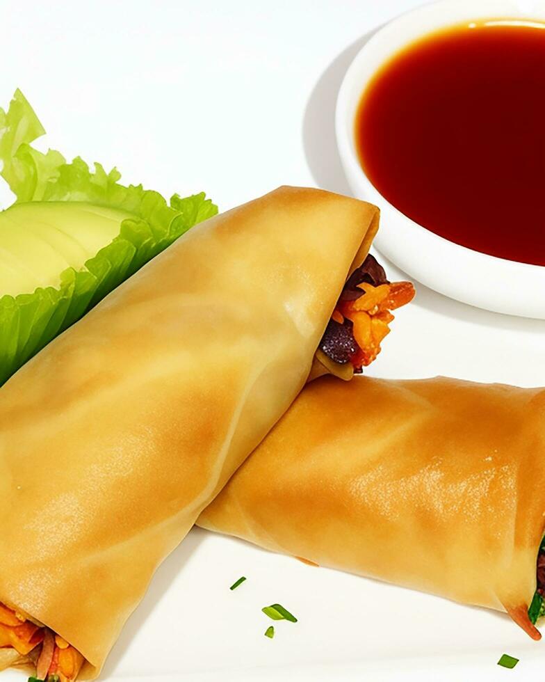 AI Generated Delicious hot spring rolls  free photo