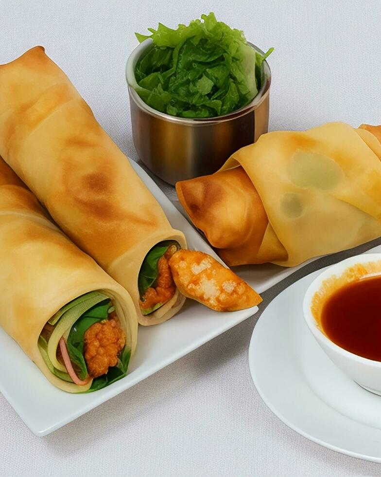 AI Generated Delicious hot spring rolls  free photo