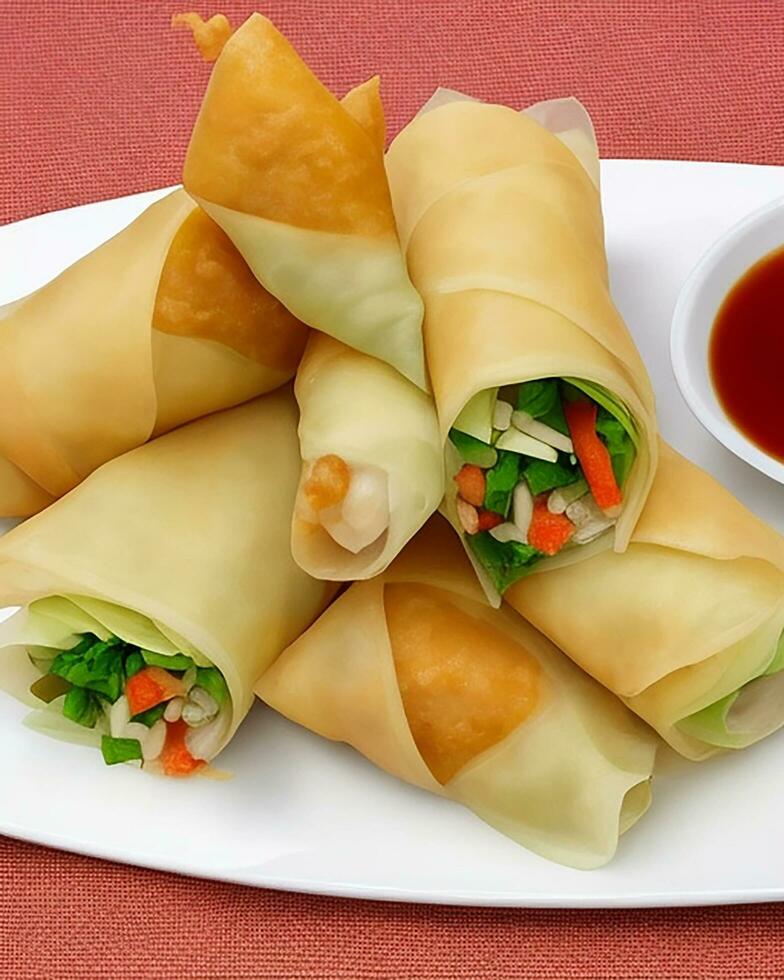 AI Generated Delicious hot spring rolls  free photo