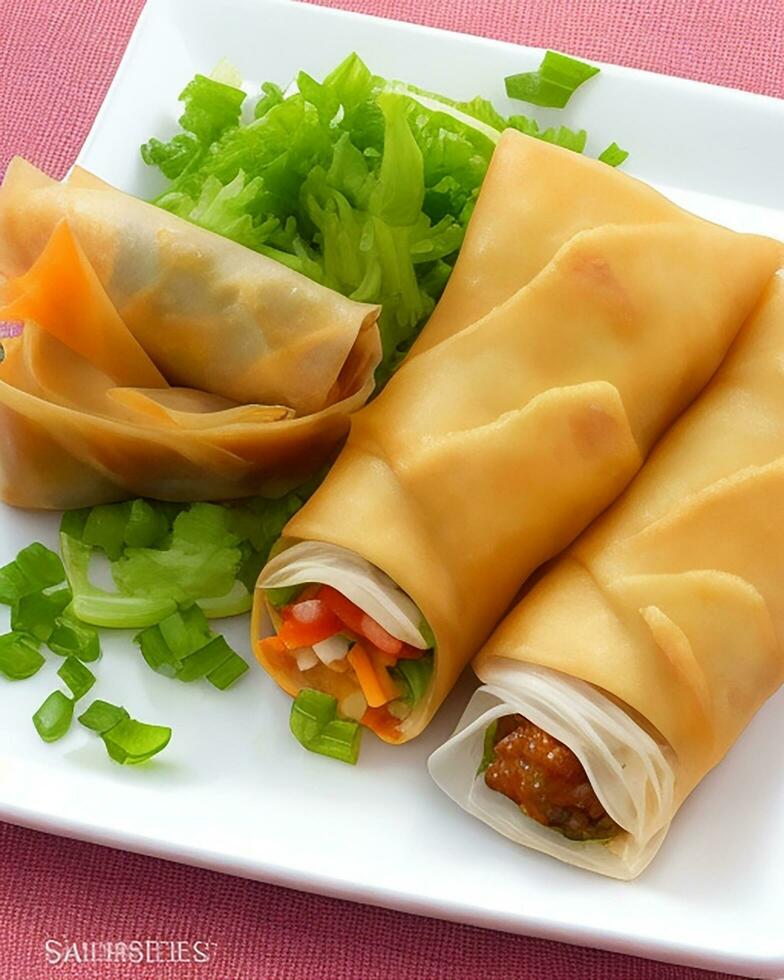 AI Generated Delicious hot spring rolls  free photo