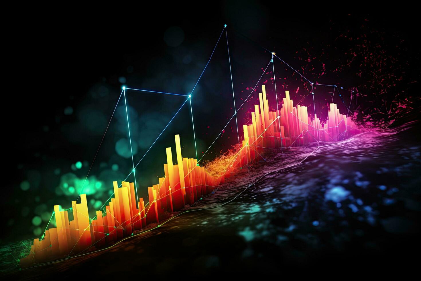 Abstract background image with graphs and diagrams  Graphic concept for your design, Stock chart, growth curve, graph, uptrend, chart explosion, AI Generated photo
