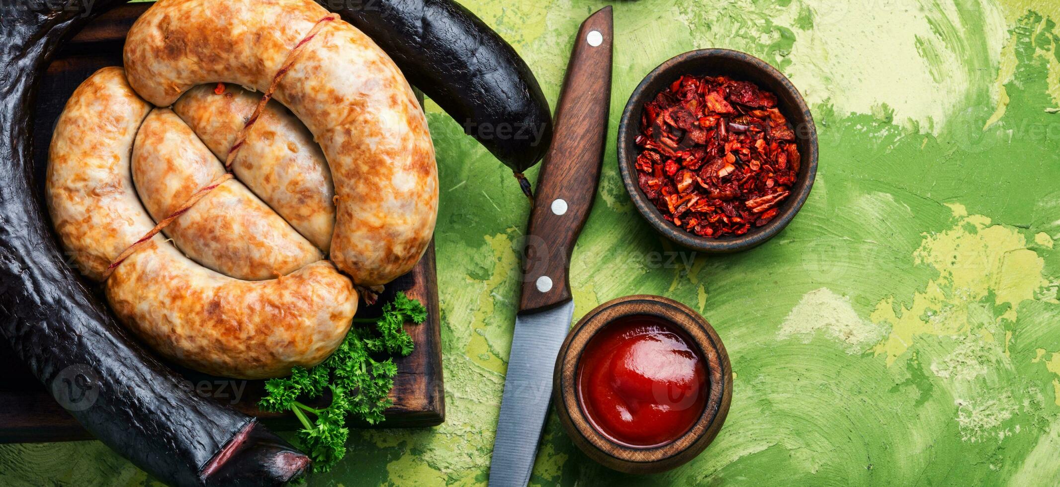Smoked meats and sausages photo