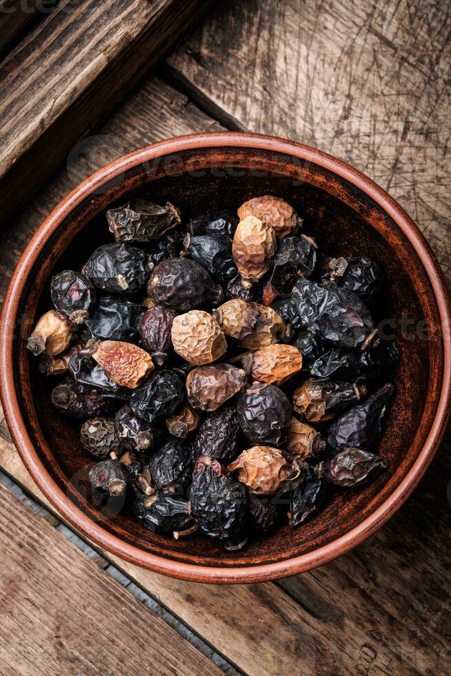 Dry berry rose hips photo