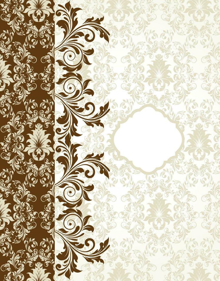 Vintage invitation card with ornate elegant abstract floral design vector