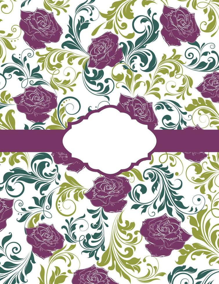 Vintage invitation card with ornate elegant retro abstract floral design vector