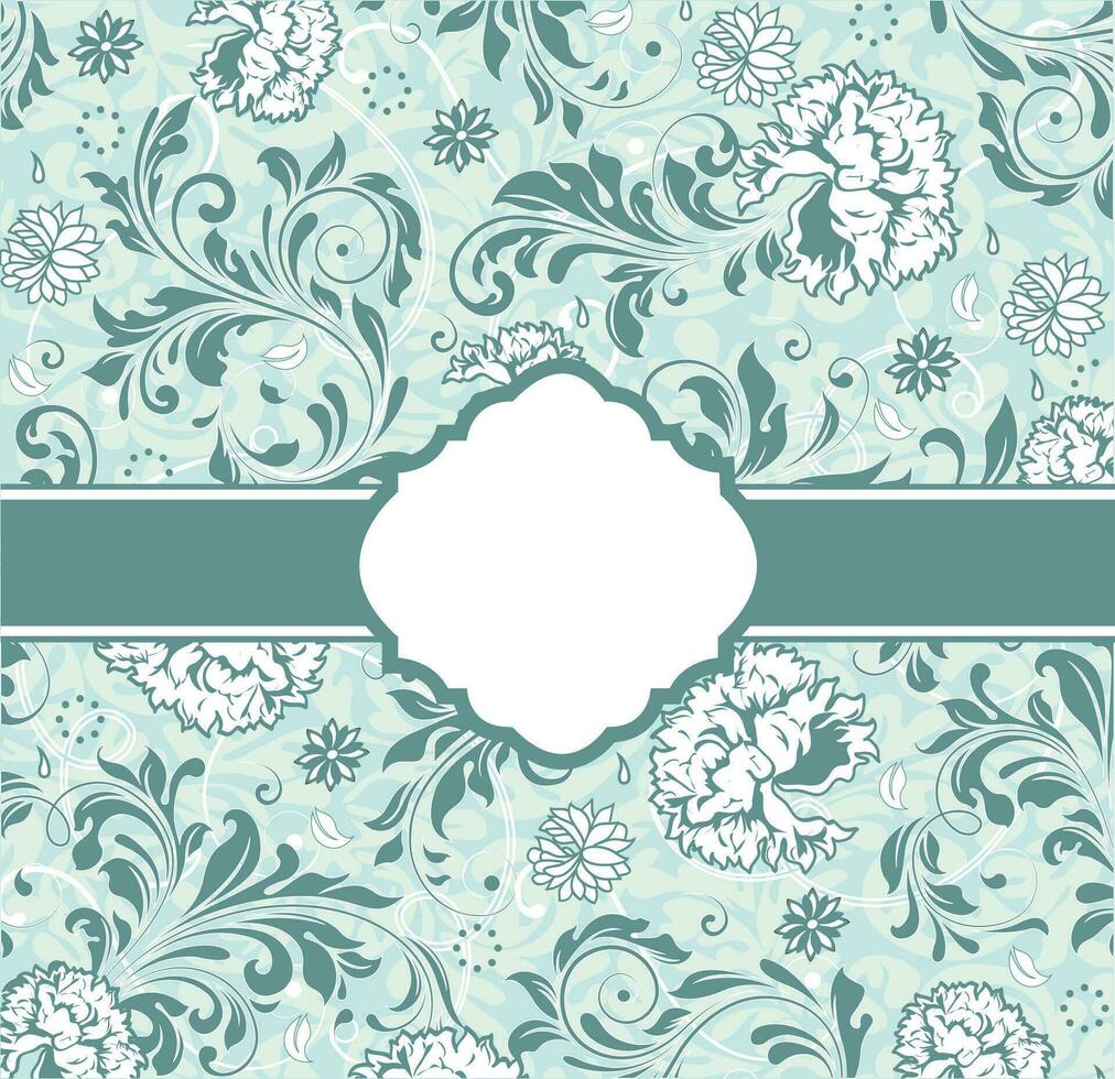 Vintage invitation card with ornate elegant abstract floral design vector