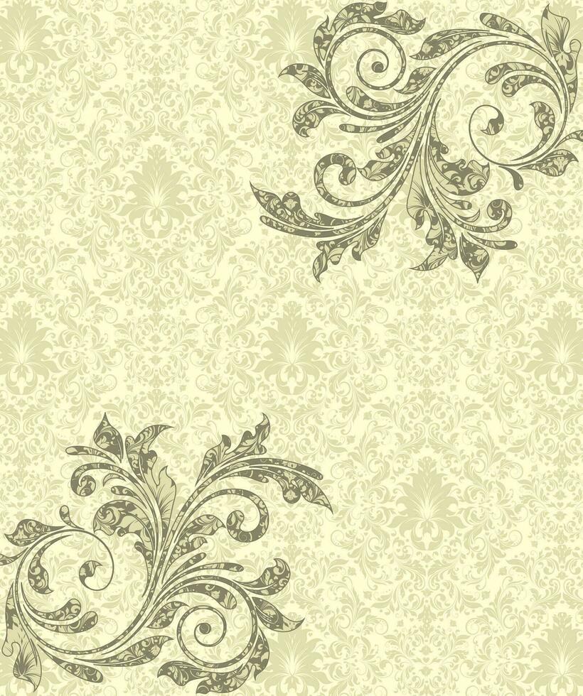 Vintage invitation card with ornate elegant abstract floral design vector