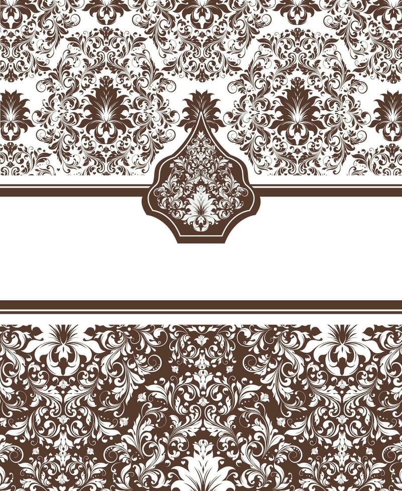 Vintage invitation card with ornate elegant abstract floral design vector
