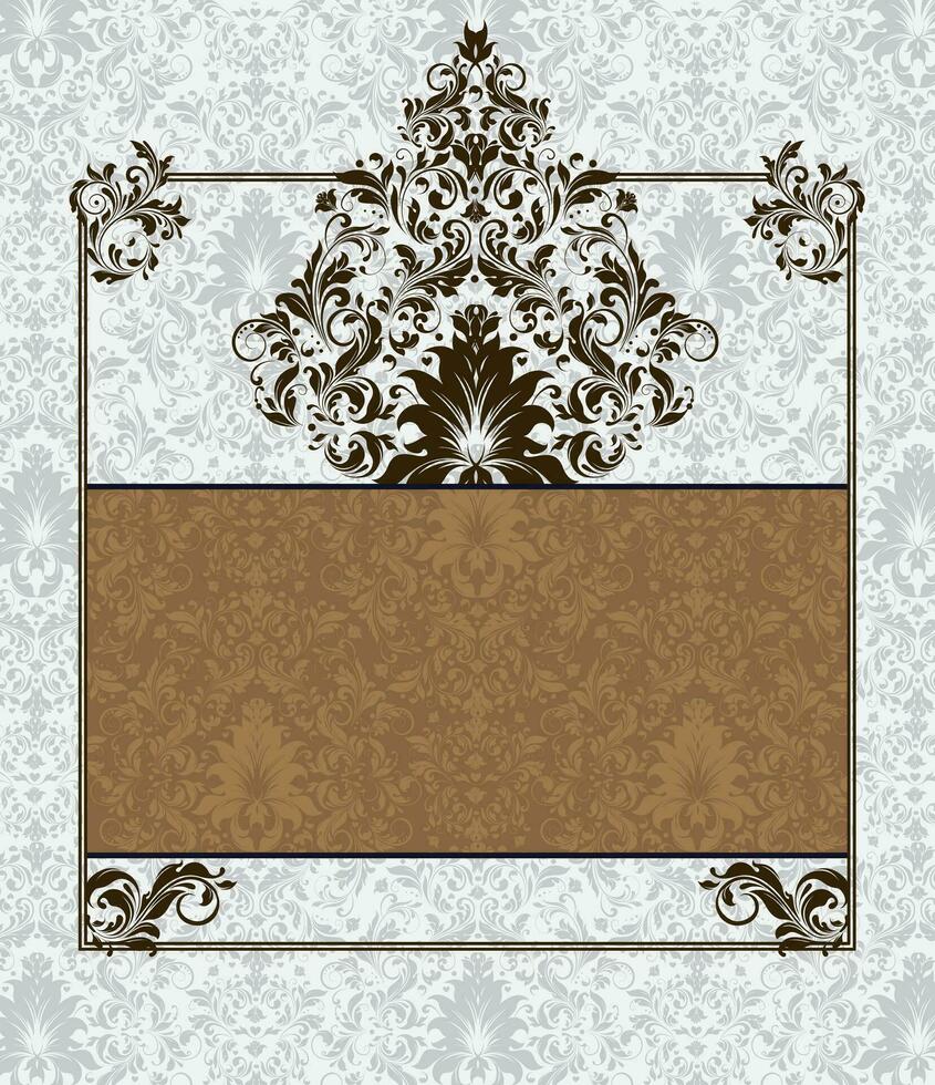 Vintage invitation card with ornate elegant abstract floral design vector