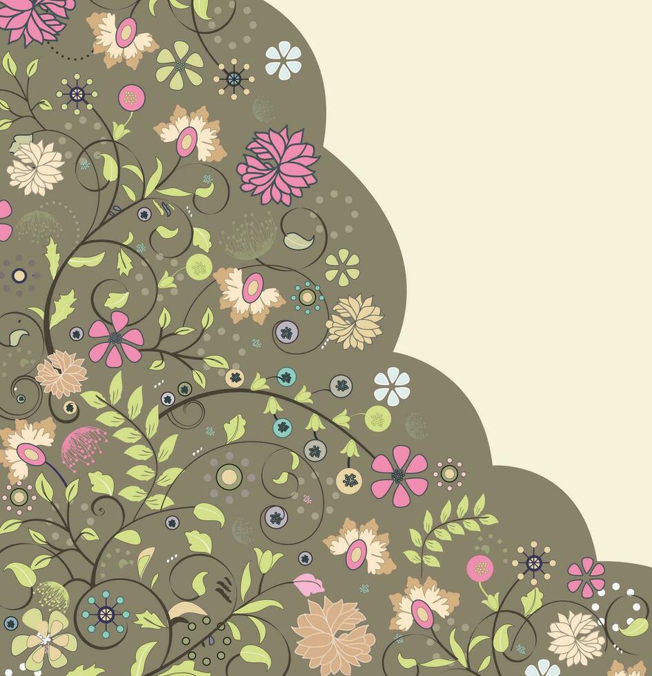 Vintage invitation card with ornate elegant retro abstract floral design vector