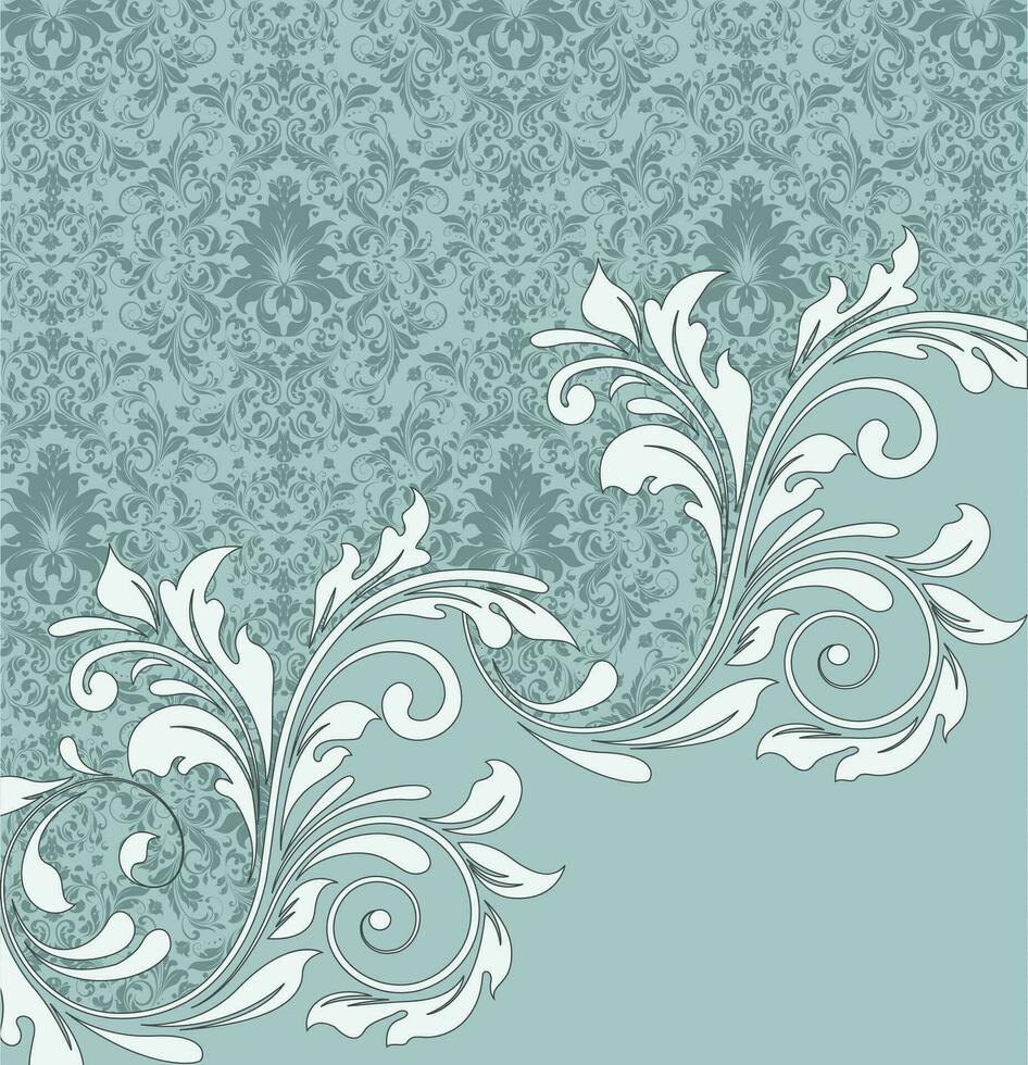 Vintage invitation card with ornate elegant retro abstract floral design vector