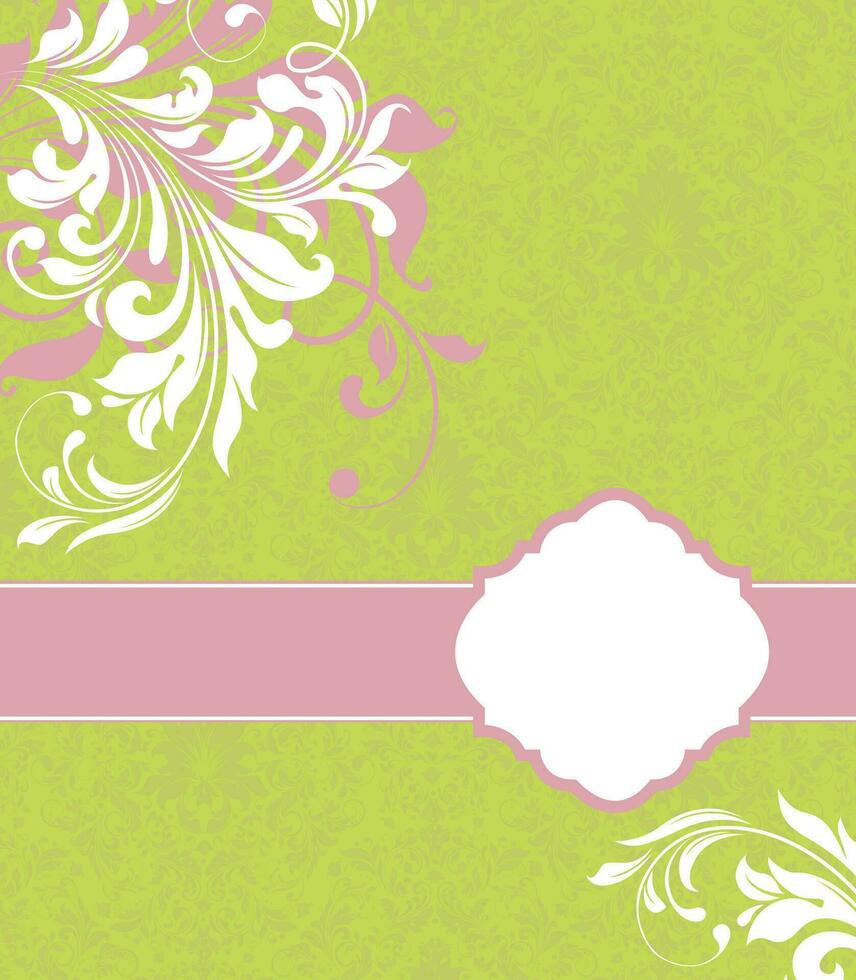 Vintage invitation card with ornate elegant abstract floral design vector