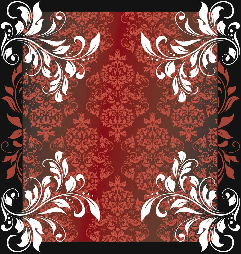Vintage invitation card with ornate elegant abstract floral design vector