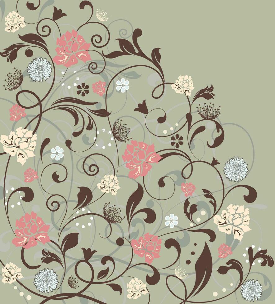 Vintage invitation card with ornate elegant retro abstract floral design vector