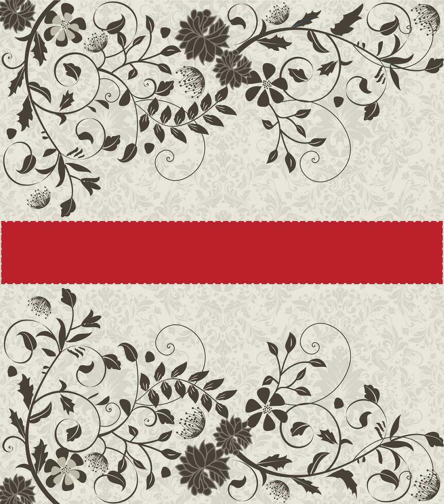 tarjeta de invitación vintage con diseño floral abstracto elegante adornado vector