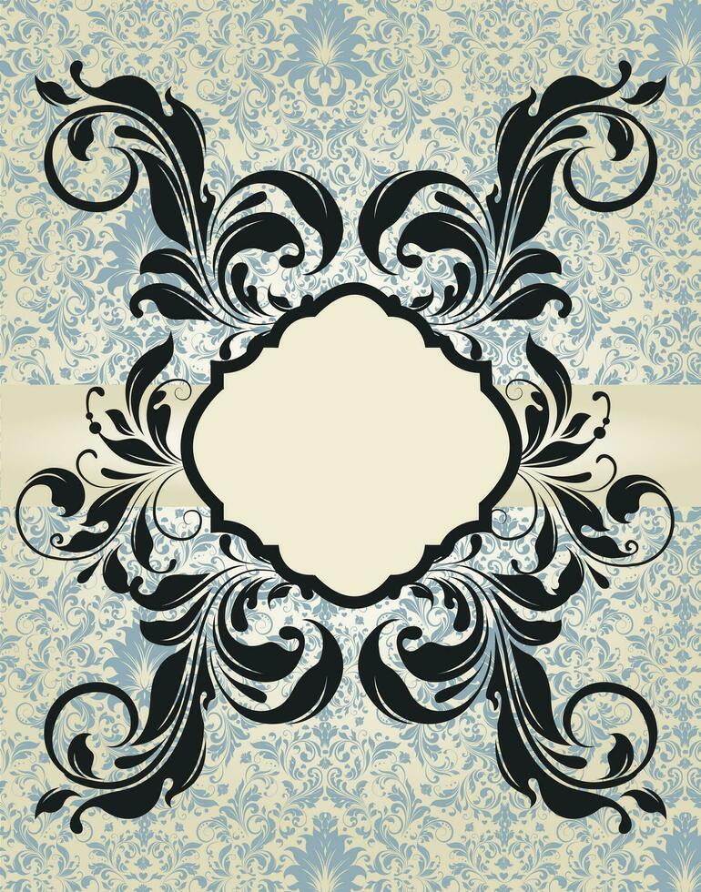 Vintage invitation card with ornate elegant abstract floral design vector
