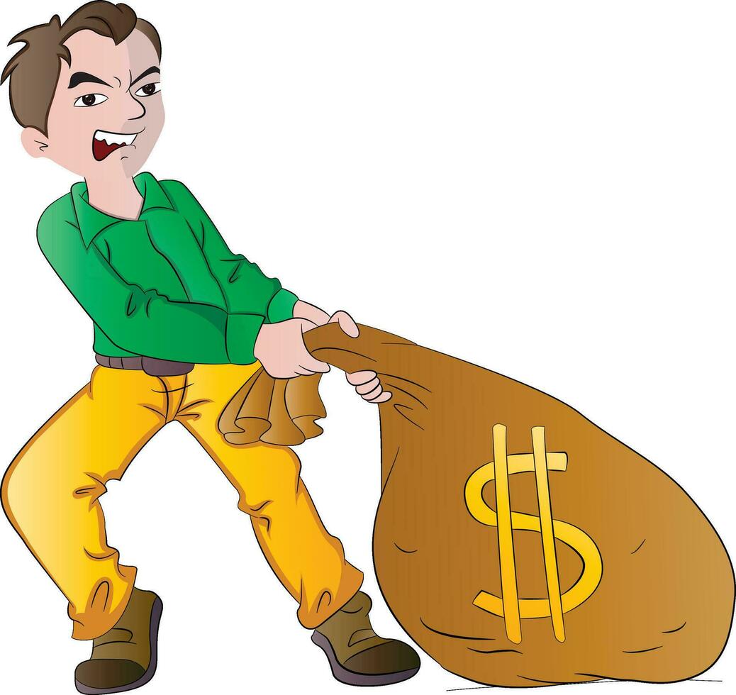 Man with a Bag of Money, illustration vector