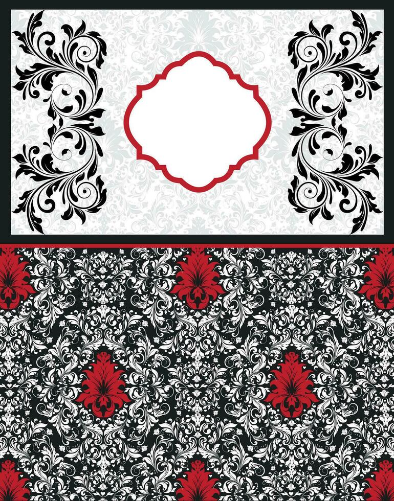 Vintage invitation card with ornate elegant abstract floral design vector