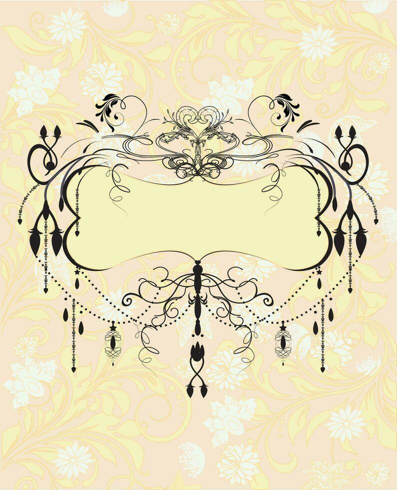 Vintage invitation card with ornate elegant abstract floral design vector